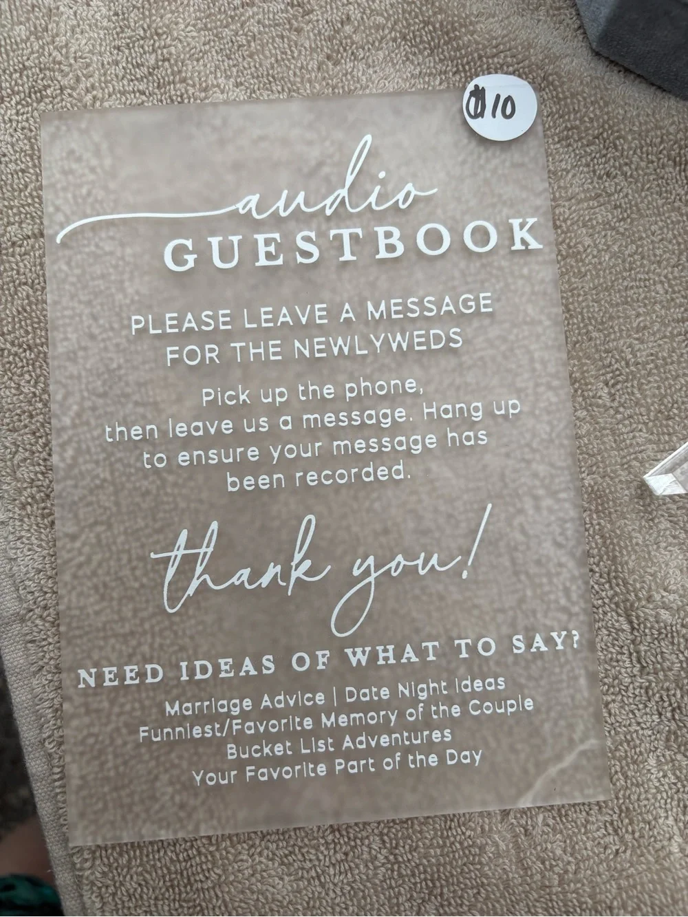 Clear Acrylic Audio Guestbook Sign - White Lettering